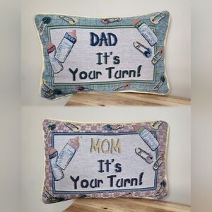 Vintage Needlepoint Nursery Pillow 9" x 13"